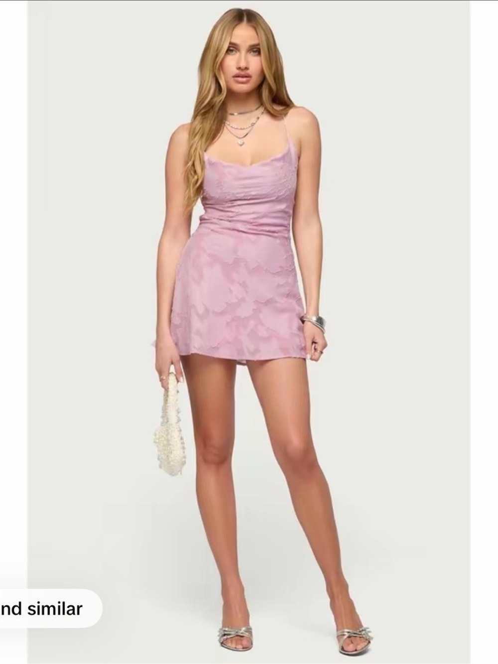 Edikted Lilac Lace Cowl Neck Mini Dress